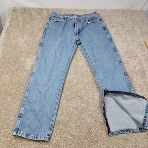 Wrangler Jeans Relaxed Fit Light Wash Denim Pants Side Zip 36x29